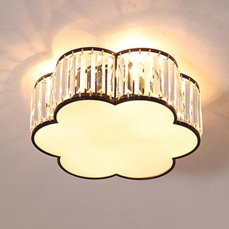 Floral Flush Mount Light Simplicity Clear Crystal Living Room Flush Mount Ceiling Light Clearhalo 'Ceiling Lights' 'Close To Ceiling Lights' 'Close to ceiling' 'Flush mount' Lighting' 2136184