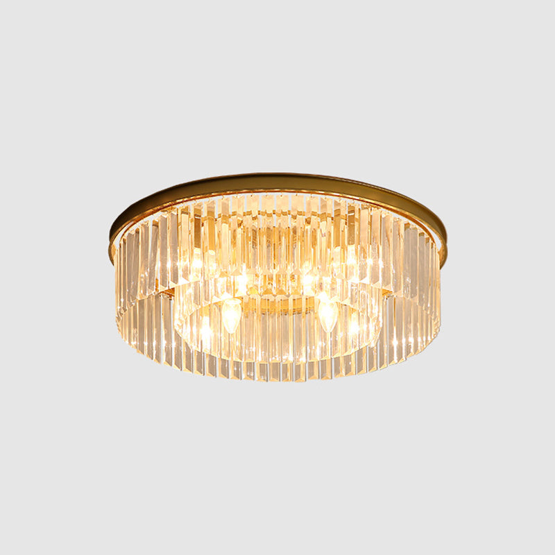 Round Shaped Living Room Flush Mount Prismatic Crystal Modern Flushmount Ceiling Light 12 Gold Clearhalo 'Ceiling Lights' 'Close To Ceiling Lights' 'Close to ceiling' 'Flush mount' Lighting' 2136205