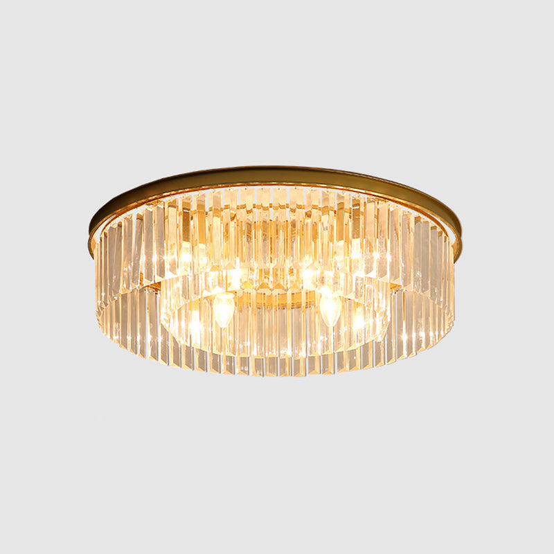 Round Shaped Living Room Flush Mount Prismatic Crystal Modern Flushmount Ceiling Light 16 Gold Clearhalo 'Ceiling Lights' 'Close To Ceiling Lights' 'Close to ceiling' 'Flush mount' Lighting' 2136207