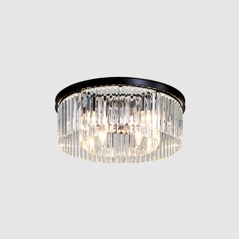 Round Shaped Living Room Flush Mount Prismatic Crystal Modern Flushmount Ceiling Light 8 Black Clearhalo 'Ceiling Lights' 'Close To Ceiling Lights' 'Close to ceiling' 'Flush mount' Lighting' 2136209