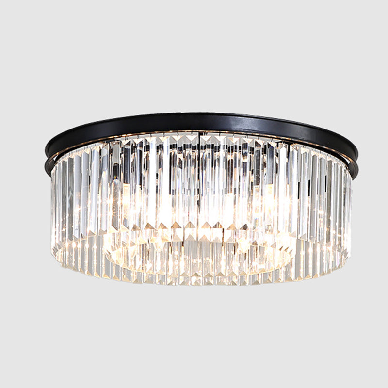 Round Shaped Living Room Flush Mount Prismatic Crystal Modern Flushmount Ceiling Light 16 Black Clearhalo 'Ceiling Lights' 'Close To Ceiling Lights' 'Close to ceiling' 'Flush mount' Lighting' 2136211