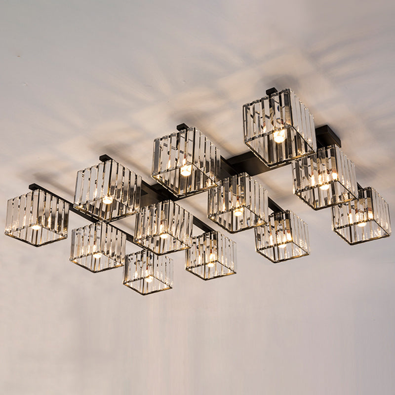 Artistic Square Flush Light Tri-Prism Crystal Living Room Flush Ceiling Light Fixture Clearhalo 'Ceiling Lights' 'Close To Ceiling Lights' 'Close to ceiling' 'Flush mount' Lighting' 2136262