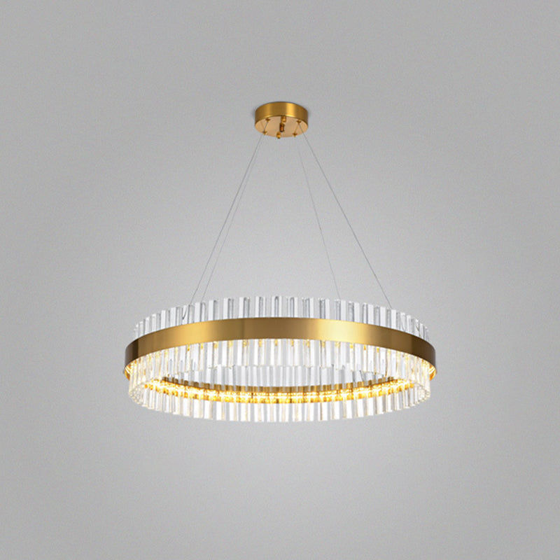 Ring Shaped Chandelier Light Simplicity Clear Crystal Living Room LED Pendant Light Fixture in Gold Gold 1 Tier 31.5