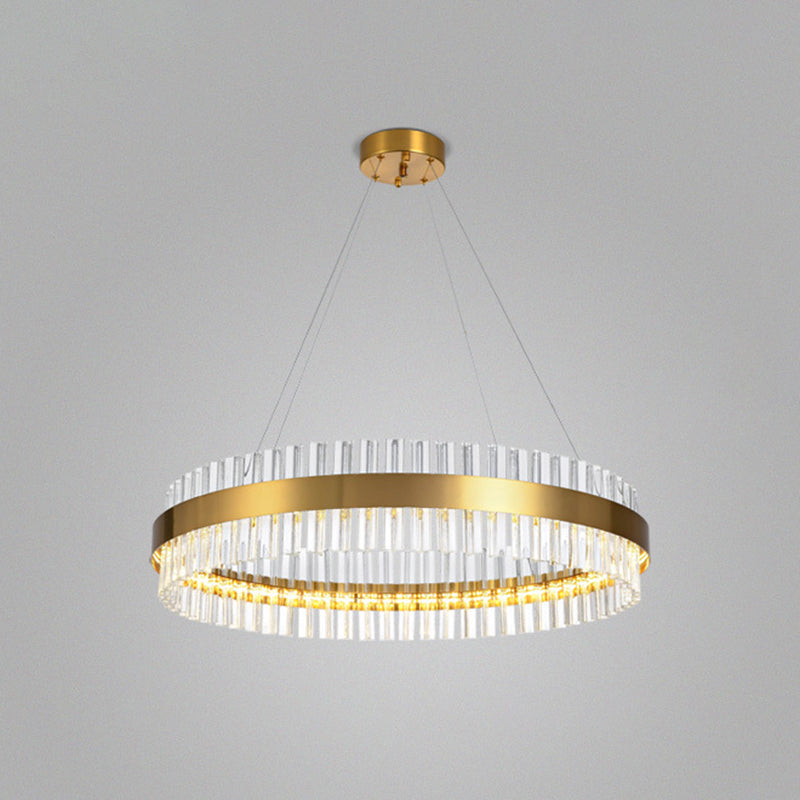 Ring Shaped Chandelier Light Simplicity Clear Crystal Living Room LED Pendant Light Fixture in Gold Gold 1 Tier 39.5