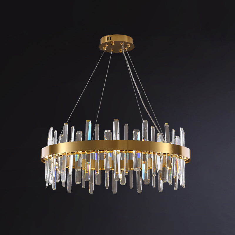 Gold Geometrical Ring LED Ceiling Lighting Postmodern Faceted Crystal Chandelier Light Fixture Clearhalo 'Ceiling Lights' 'Chandeliers' 'Modern Chandeliers' 'Modern' Lighting' 2136340