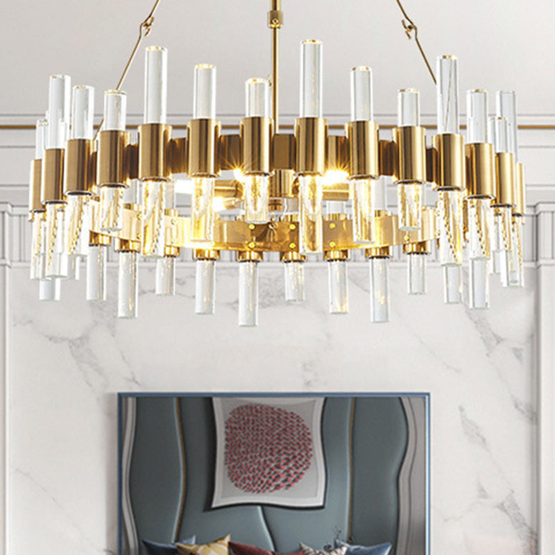 Loop Shaped Chandelier Pendant Light Post-Modern Crystal Rod Gold Hanging Lighting Gold Round Clearhalo 'Ceiling Lights' 'Chandeliers' 'Modern Chandeliers' 'Modern' Lighting' 2136344