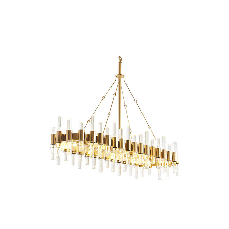 Loop Shaped Chandelier Pendant Light Post-Modern Crystal Rod Gold Hanging Lighting Clearhalo 'Ceiling Lights' 'Chandeliers' 'Modern Chandeliers' 'Modern' Lighting' 2136349