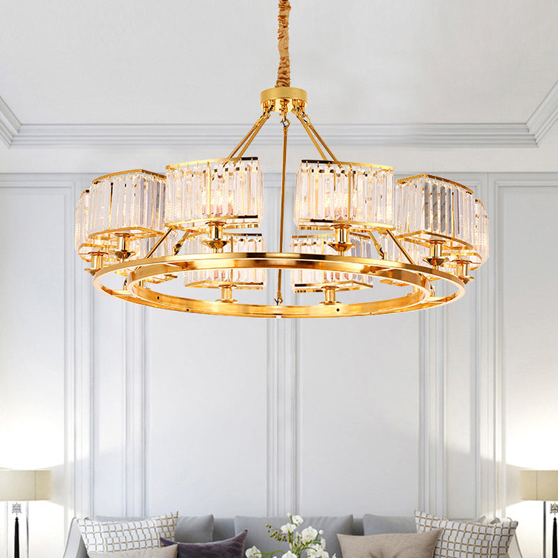 K9 Crystal Circular Chandelier Lighting Minimalist Gold Pendant Light for Dining Room 10 Gold Clearhalo 'Ceiling Lights' 'Chandeliers' 'Modern Chandeliers' 'Modern' Lighting' 2136397