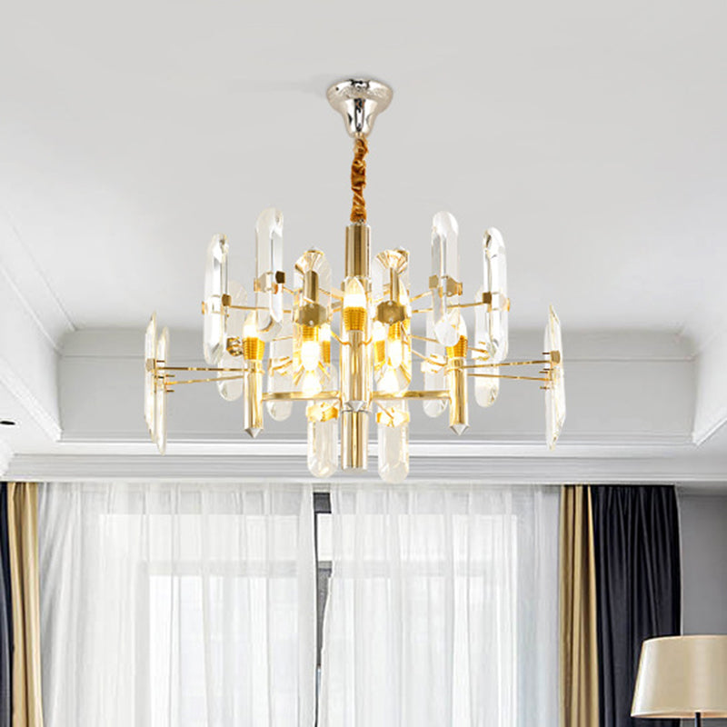 Sputnik Suspension Light Artistic Clear K9 Crystal Living Room Chandelier Light in Gold 8 Gold Clearhalo 'Ceiling Lights' 'Chandeliers' 'Modern Chandeliers' 'Modern' Lighting' 2136621