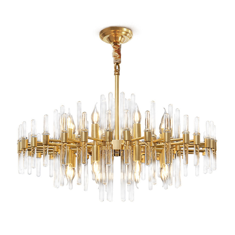 Metallic Radiating Chandelier Lighting Minimalist Gold Pendant Light with Crystal Rod Decor Clearhalo 'Ceiling Lights' 'Chandeliers' 'Modern Chandeliers' 'Modern' Lighting' 2136625