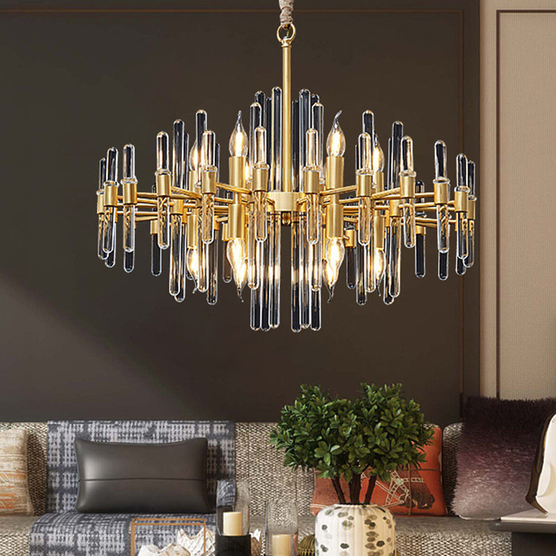 Metallic Radiating Chandelier Lighting Minimalist Gold Pendant Light with Crystal Rod Decor Clearhalo 'Ceiling Lights' 'Chandeliers' 'Modern Chandeliers' 'Modern' Lighting' 2136627