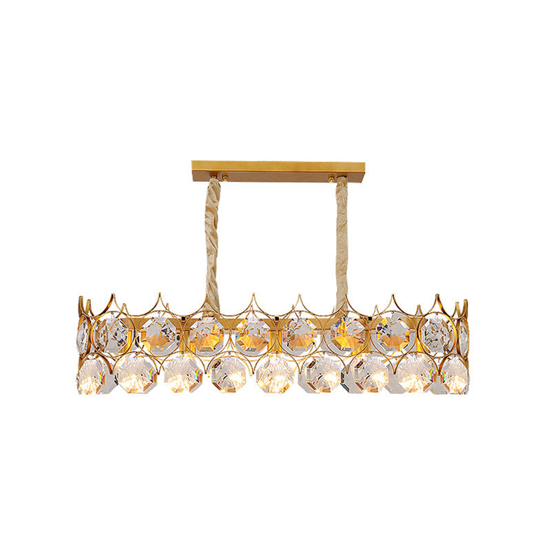 Gold Geometrical Chandelier Pendant Light Post-Modern Beveled Crystal Hanging Light Gold Small Rectangle Clearhalo 'Ceiling Lights' 'Chandeliers' 'Modern Chandeliers' 'Modern' Lighting' 2136650