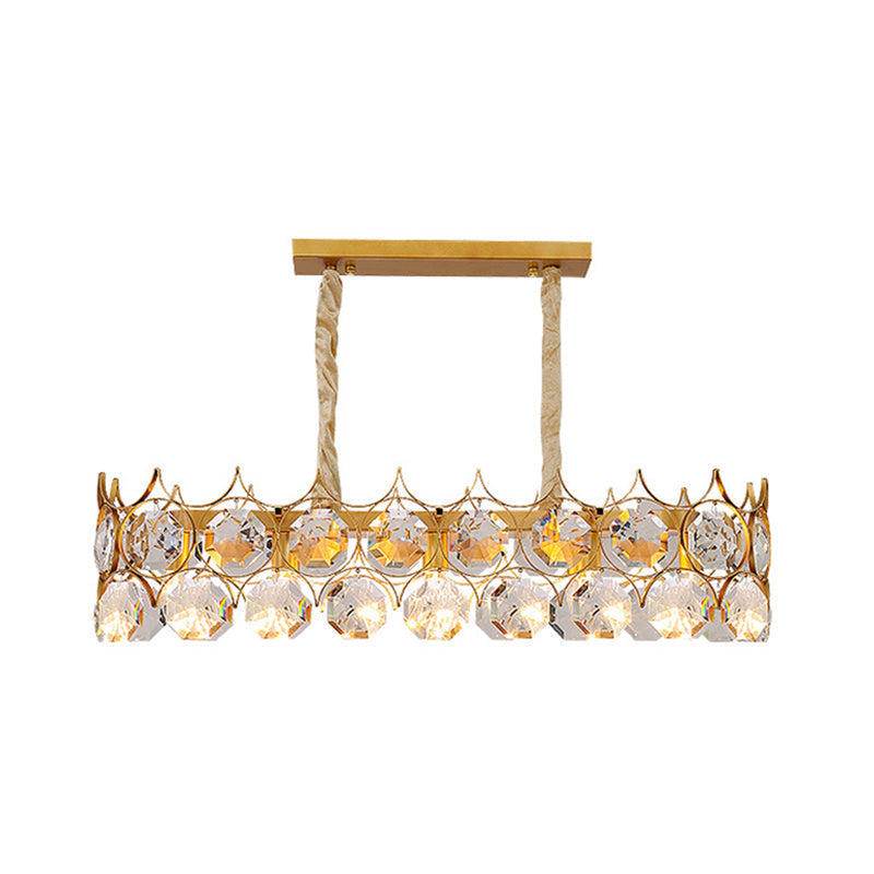 Gold Geometrical Chandelier Pendant Light Post-Modern Beveled Crystal Hanging Light Gold Large Rectangle Clearhalo 'Ceiling Lights' 'Chandeliers' 'Modern Chandeliers' 'Modern' Lighting' 2136652