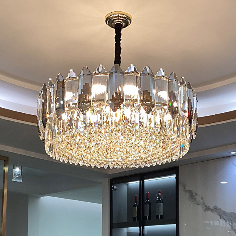 Circular Ceiling Lighting Postmodern K9 Crystal Living Room Chandelier Light Fixture in Clear Clearhalo 'Ceiling Lights' 'Chandeliers' 'Clear' 'Industrial' 'Modern Chandeliers' 'Modern' 'Tiffany' 'Traditional Chandeliers' Lighting' 2136732