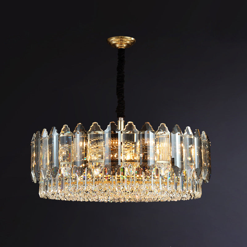 Circular Ceiling Lighting Postmodern K9 Crystal Living Room Chandelier Light Fixture in Clear Clear 29.5