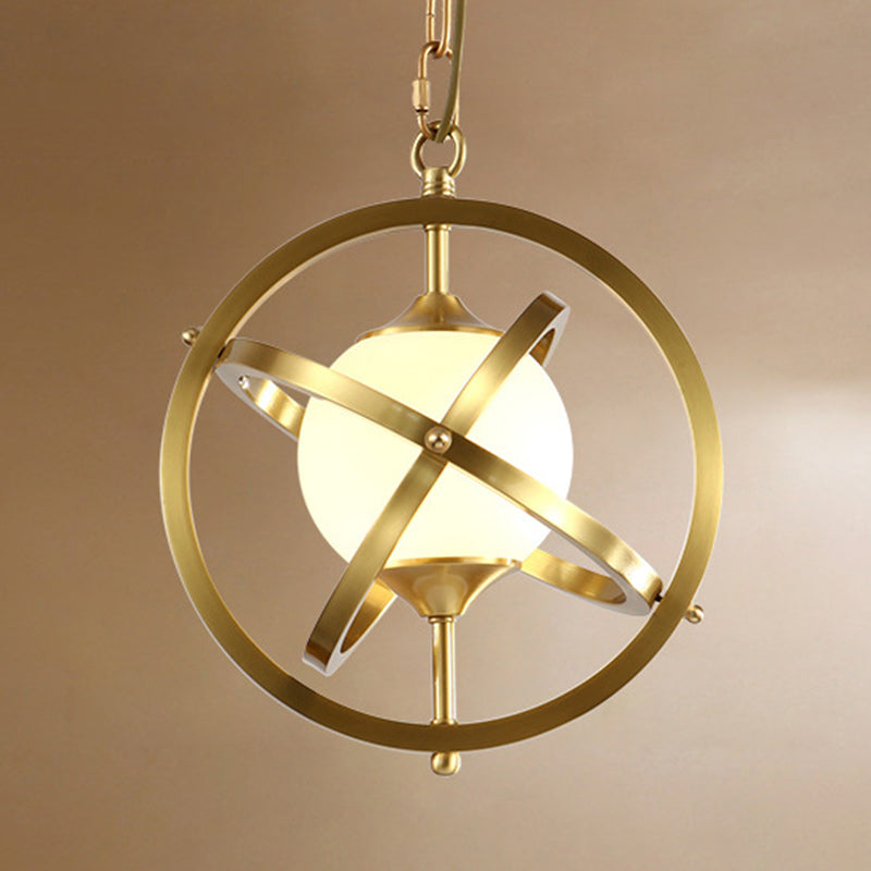 Brass Globe Pendant Fixture Classical Metal 1 Light Living Room Hanging Ceiling Light Clearhalo 'Ceiling Lights' 'Pendant Lights' 'Pendants' Lighting' 213733