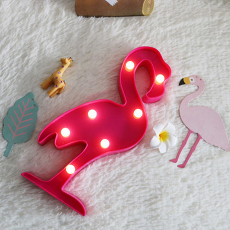 Artistic Cartoon Shaped LED Table Lighting Plastic Bedroom Battery Nightstand Lamp Rose Red Battery Clearhalo 'Night Lights' 'Wall Lights' Lighting' 2137363