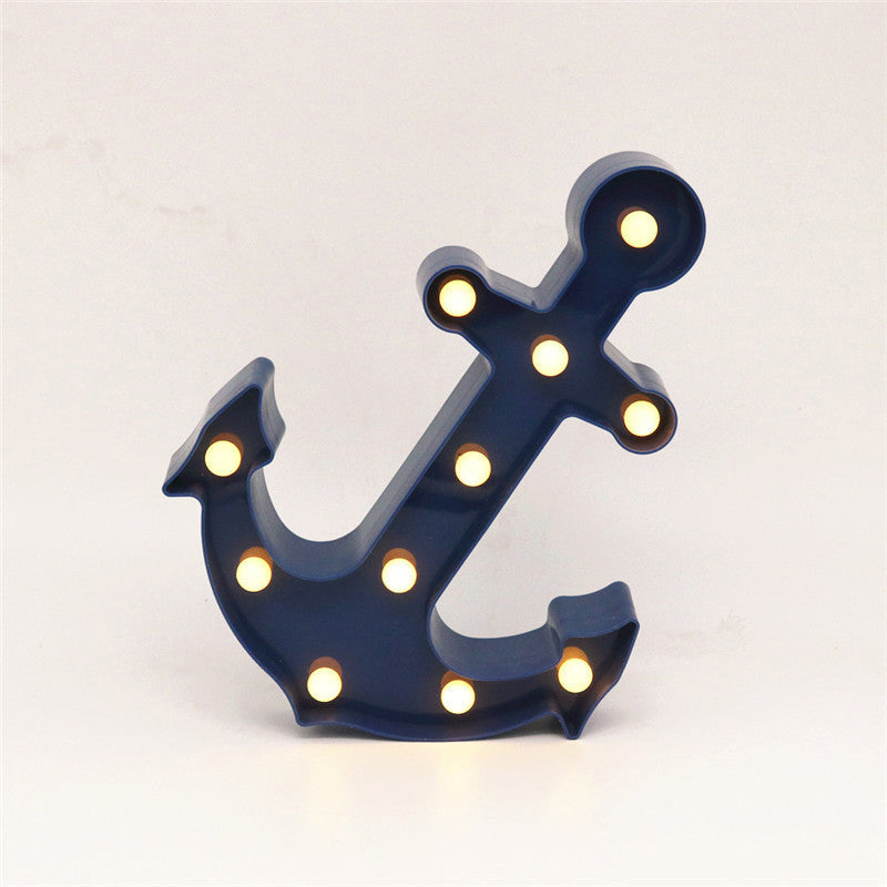 Plastic Anchor Shaped Battery Wall Light Decorative LED Night Lighting Ideas for Nursery Blue Battery Clearhalo 'Night Lights' 'Wall Lights' Lighting' 2137395