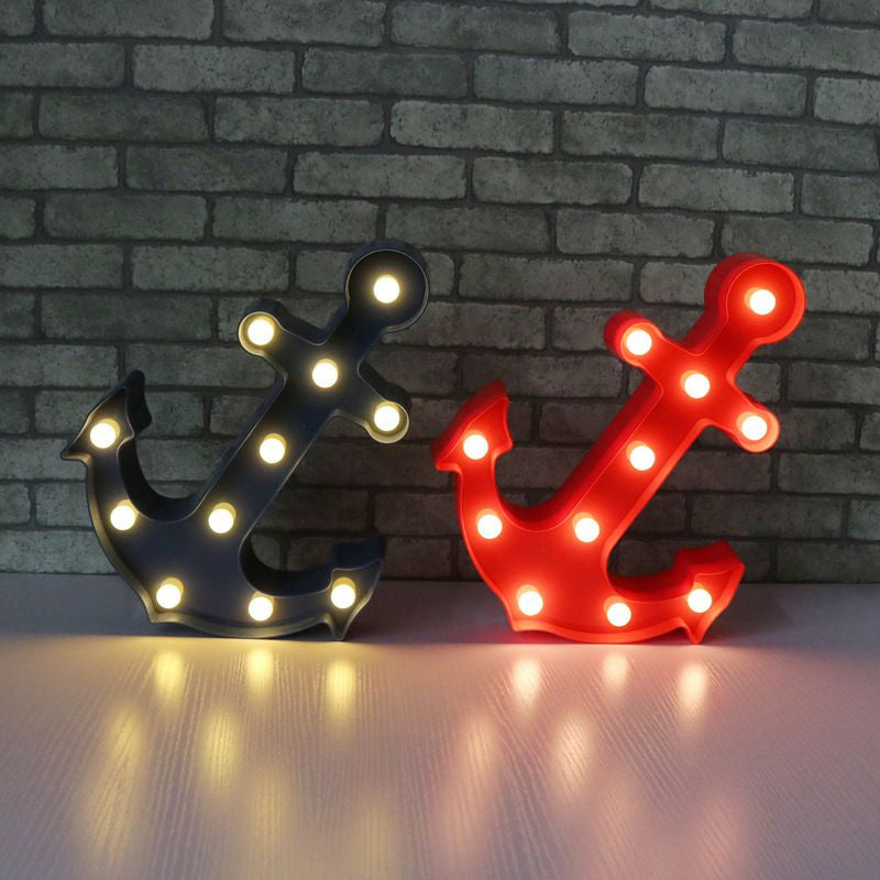 Plastic Anchor Shaped Battery Wall Light Decorative LED Night Lighting Ideas for Nursery Clearhalo 'Night Lights' 'Wall Lights' Lighting' 2137396