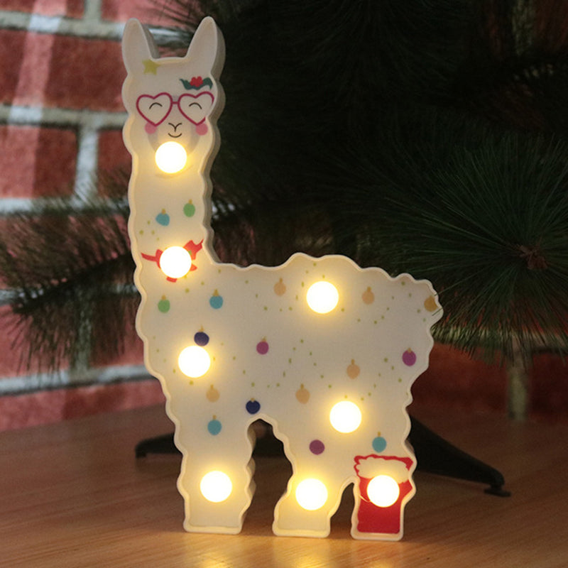 Alpaca Shaped Plastic LED Table Lamp Childrens White Battery Wall Lighting for Bedroom Clearhalo 'Night Lights' 'Wall Lights' Lighting' 2137407