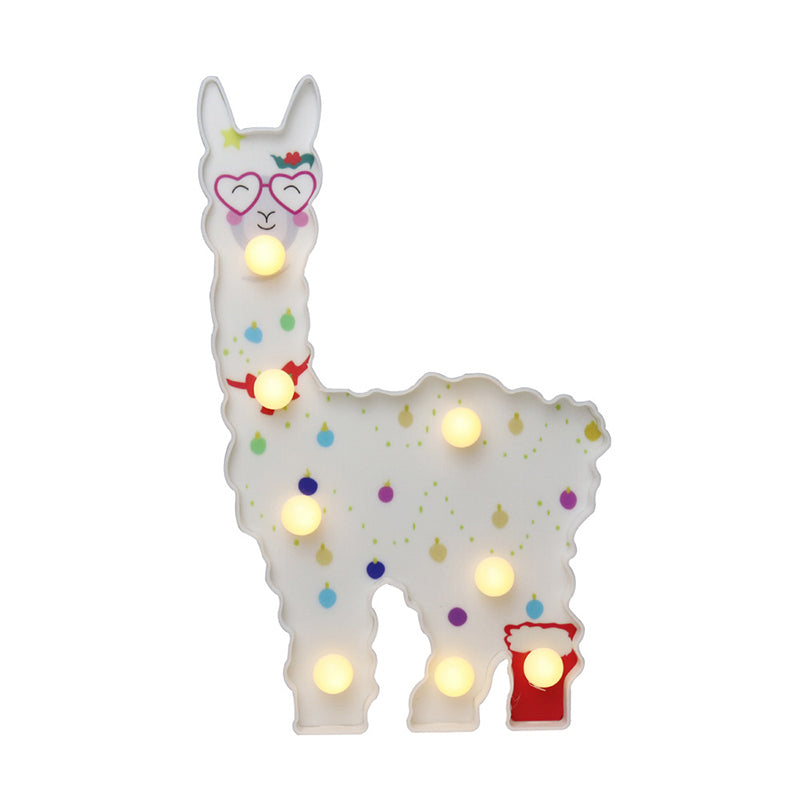 Alpaca Shaped Plastic LED Table Lamp Childrens White Battery Wall Lighting for Bedroom Clearhalo 'Night Lights' 'Wall Lights' Lighting' 2137408