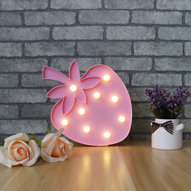 Plastic Fruit Shaped LED Table Lamp Childrens Battery Nightstand Light for Bedroom Pink Battery Clearhalo 'Night Lights' 'Wall Lights' Lighting' 2137453