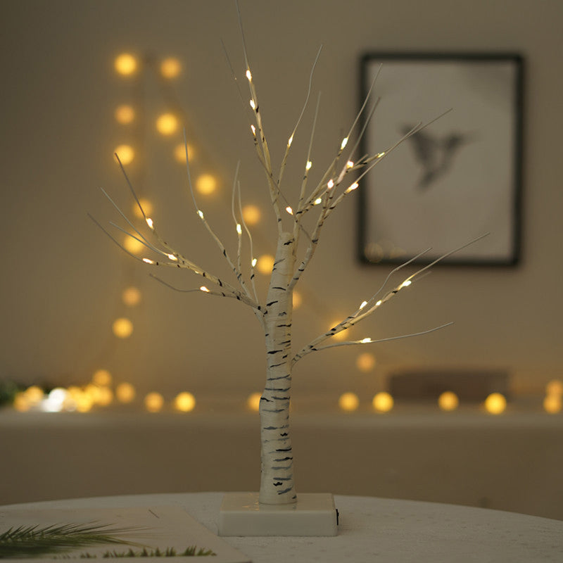 Plastic Birch Tree USB Nightstand Lamp Art Decor White LED Table Light for Living Room Clearhalo 'Night Lights' 'Wall Lights' Lighting' 2137620