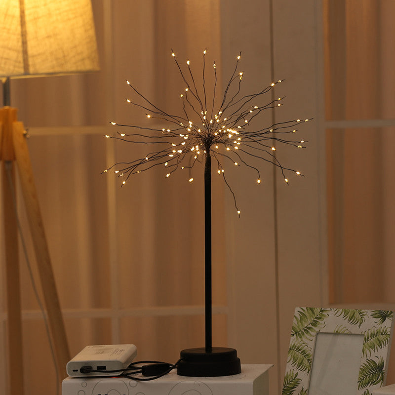 Dandelion Shaped Metallic Table Lighting Art Decor Black LED Nightstand Lamp for Bedroom Black Rechargeable Clearhalo 'Night Lights' 'Wall Lights' Lighting' 2137628