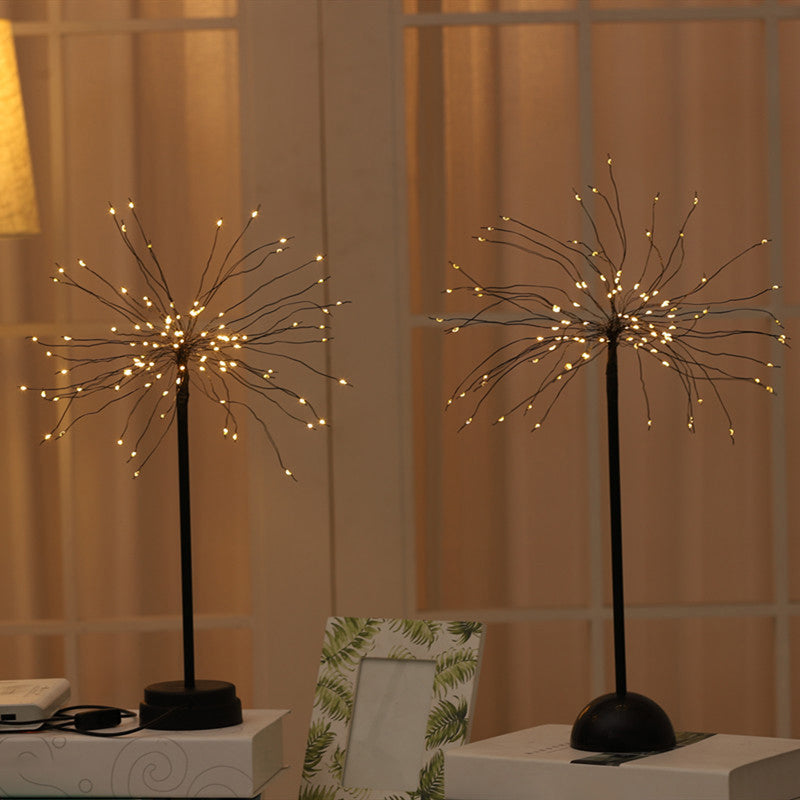 Dandelion Shaped Metallic Table Lighting Art Decor Black LED Nightstand Lamp for Bedroom Clearhalo 'Night Lights' 'Wall Lights' Lighting' 2137629