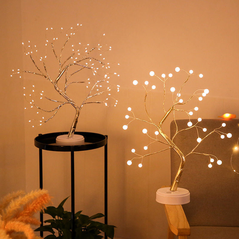 Tree Shaped Living Room LED Table Light Metallic Artistic Nightstand Lamp with USB Charging Port Clearhalo 'Night Lights' 'Wall Lights' Lighting' 2137636