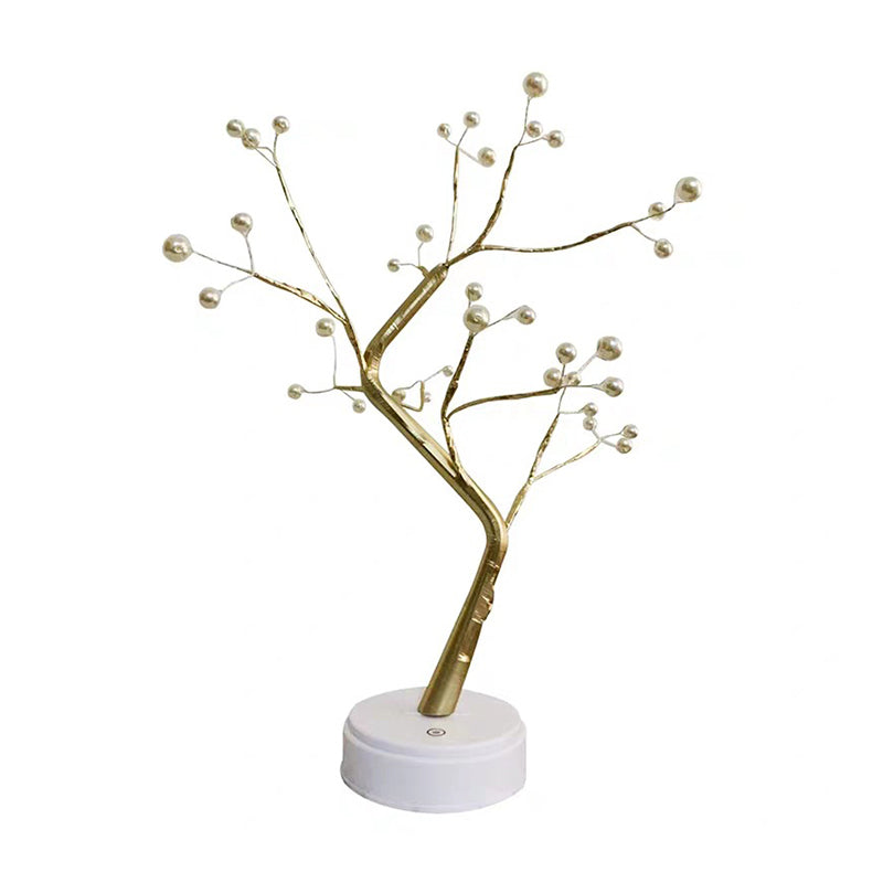Tree Shaped Living Room LED Table Light Metallic Artistic Nightstand Lamp with USB Charging Port Clearhalo 'Night Lights' 'Wall Lights' Lighting' 2137638