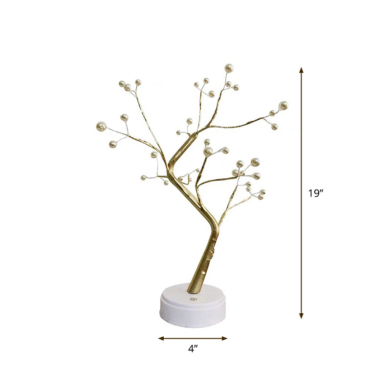 Tree Shaped Living Room LED Table Light Metallic Artistic Nightstand Lamp with USB Charging Port Clearhalo 'Night Lights' 'Wall Lights' Lighting' 2137639