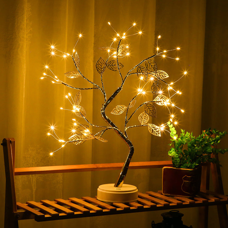 Contemporary Tree USB Nightstand Lamp Metallic Living Room LED Table Light in Gold Gold Rechargeable Clearhalo 'Night Lights' 'Wall Lights' Lighting' 2137640