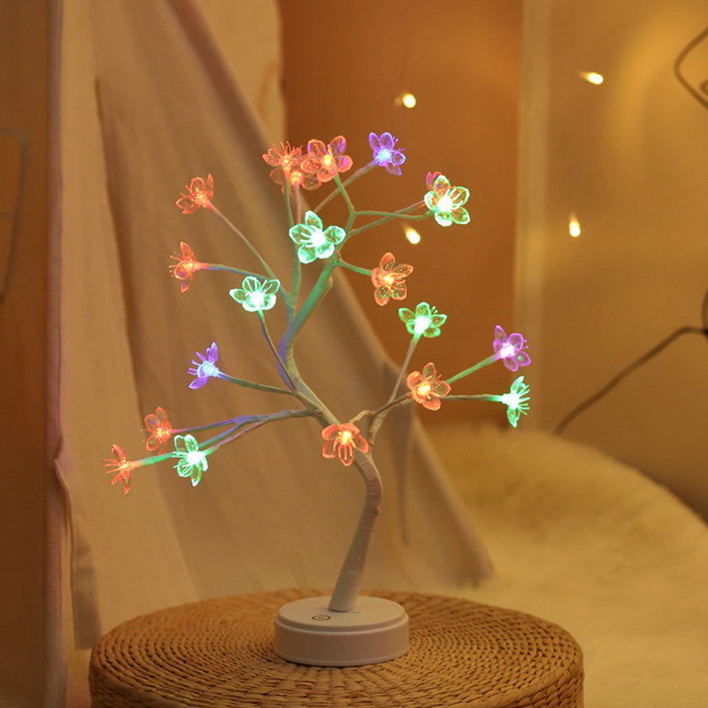 Tree Shaped Plastic LED Table Light Silver Battery Nightstand Lamp for Living Room Silver Battery E Clearhalo 'Night Lights' 'Wall Lights' Lighting' 2137655