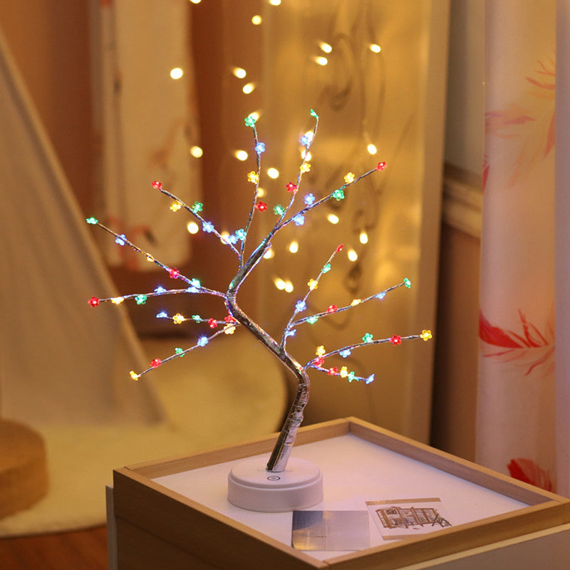 Tree Shaped Plastic LED Table Light Silver Battery Nightstand Lamp for Living Room Silver Battery D Clearhalo 'Night Lights' 'Wall Lights' Lighting' 2137657