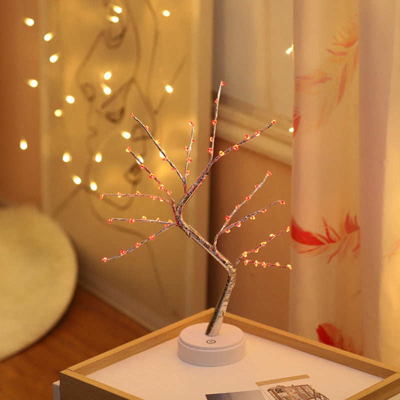 Tree Shaped Plastic LED Table Light Silver Battery Nightstand Lamp for Living Room Silver Battery C Clearhalo 'Night Lights' 'Wall Lights' Lighting' 2137658