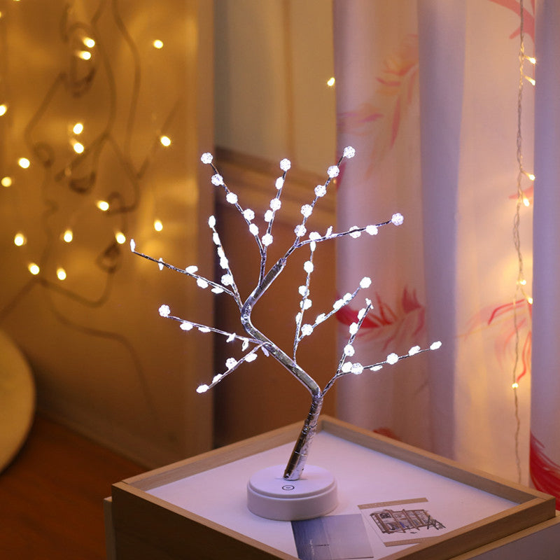 Tree Shaped Plastic LED Table Light Silver Battery Nightstand Lamp for Living Room Silver Battery B Clearhalo 'Night Lights' 'Wall Lights' Lighting' 2137659