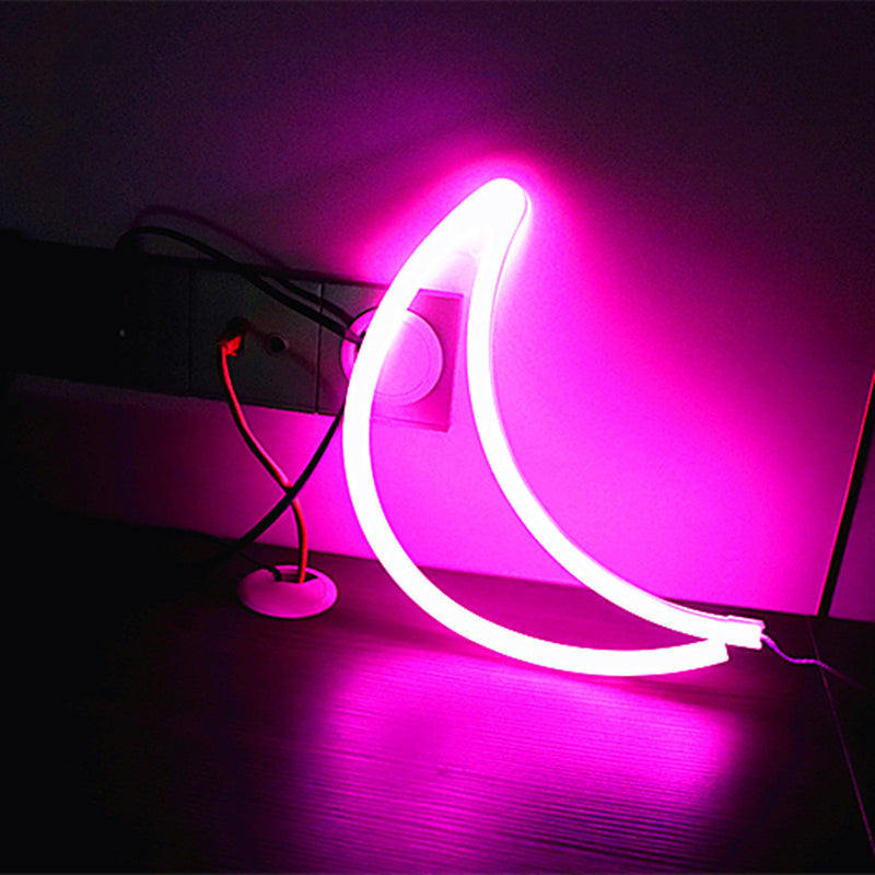 Crescent Shape Plastic LED Night Lighting Decorative White Battery Powered Wall Light White Battery Pink Clearhalo 'Night Lights' 'Wall Lights' Lighting' 2137708