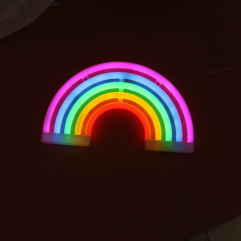 White Rainbow Shaped LED Table Light Minimalism Rubber Neon Wall Lighting with USB Charging Port Clearhalo 'Night Lights' 'Wall Lights' Lighting' 2137712