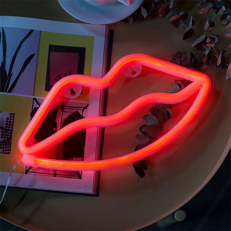 Lip Shaped LED Neon Lighting Artistic Plastic White Battery Powered Wall Light for Kids Bedroom Clearhalo 'Night Lights' 'Wall Lights' Lighting' 2137716