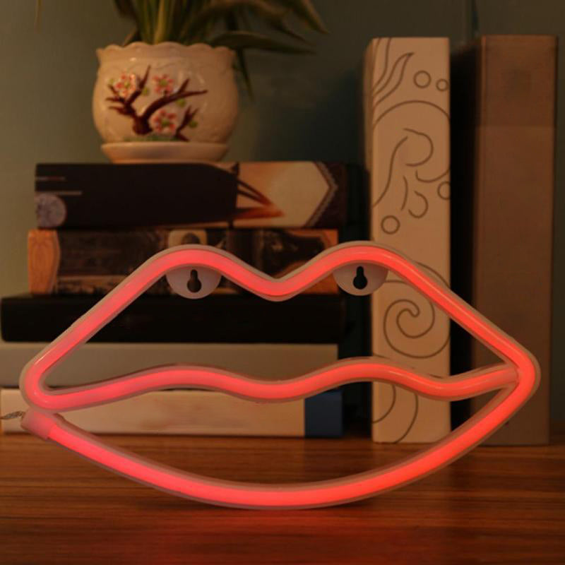 Lip Shaped LED Neon Lighting Artistic Plastic White Battery Powered Wall Light for Kids Bedroom Clearhalo 'Night Lights' 'Wall Lights' Lighting' 2137717