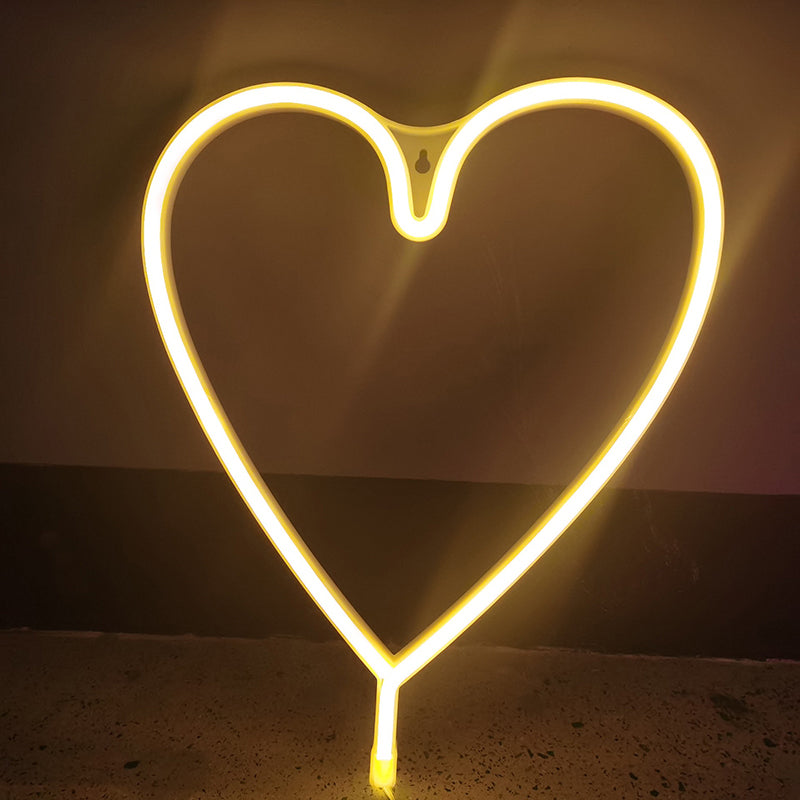 Art Decor Heart Shaped LED Neon Night Light Bedroom Battery Wall Lighting Ideas in White White Battery Warm Clearhalo 'Night Lights' 'Wall Lights' Lighting' 2137733