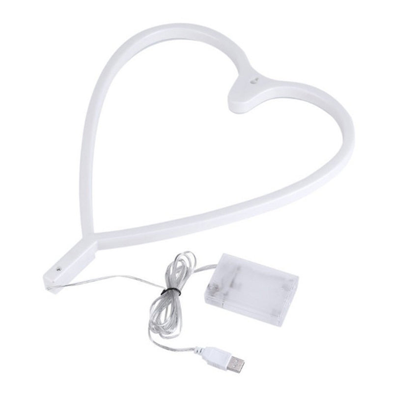 Art Decor Heart Shaped LED Neon Night Light Bedroom Battery Wall Lighting Ideas in White Clearhalo 'Night Lights' 'Wall Lights' Lighting' 2137736