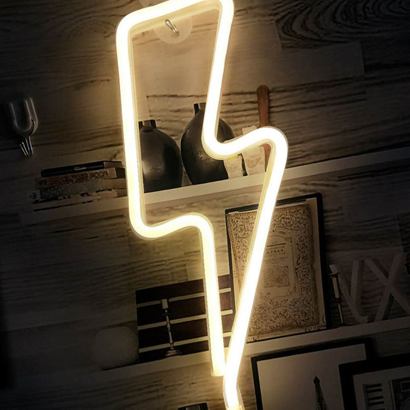 Cartoon Shape Plastic LED Neon Night Light Modern White Battery Wall Lighting Ideas White Battery A Clearhalo 'Night Lights' 'Wall Lights' Lighting' 2137767