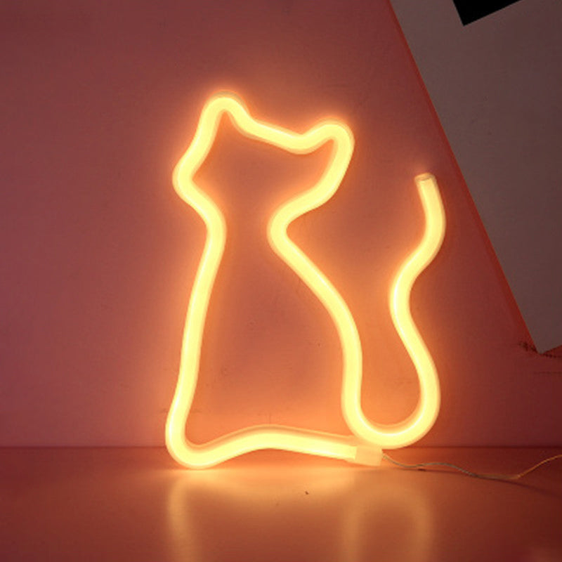 Animal Shaped Bedroom LED Wall Light Plastic Artistic Neon Night Lighting in White White A Clearhalo 'Night Lights' 'Wall Lights' Lighting' 2137780