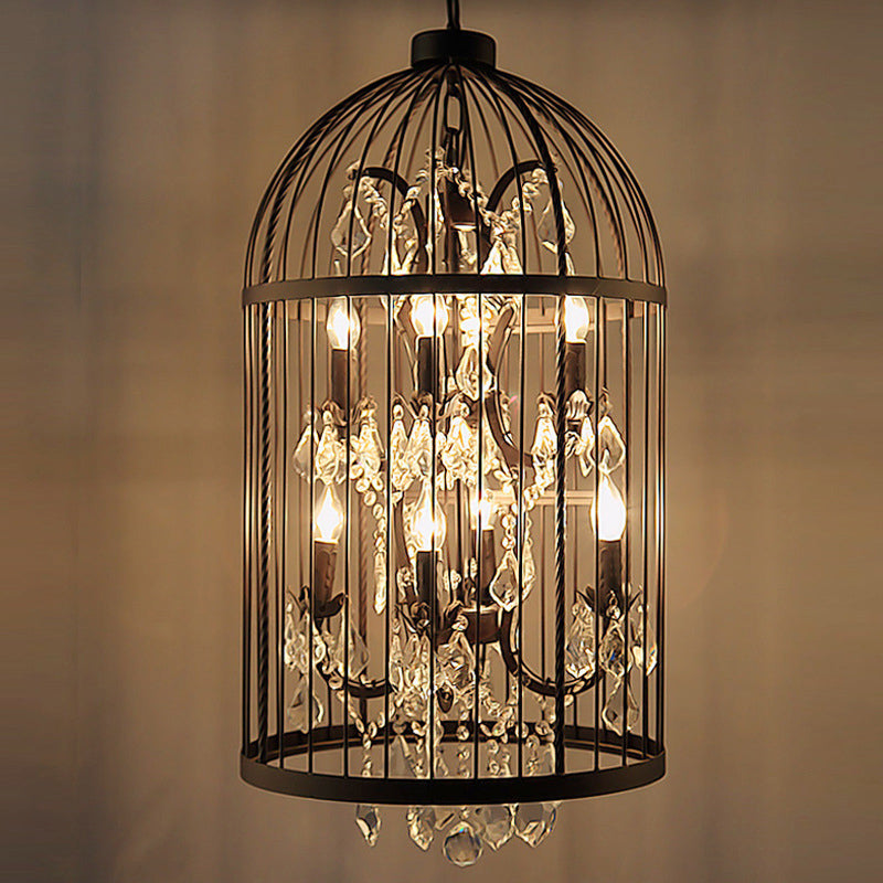 Birdcage Restaurant Ceiling Chandelier Farmhouse Crystal Suspension Pendant Light Clearhalo 'Ceiling Lights' 'Chandeliers' Lighting' options 2137856