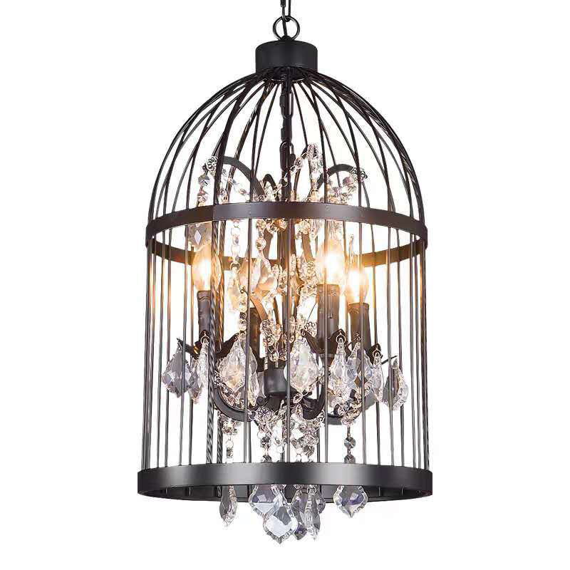 Birdcage Restaurant Ceiling Chandelier Farmhouse Crystal Suspension Pendant Light Clearhalo 'Ceiling Lights' 'Chandeliers' Lighting' options 2137859