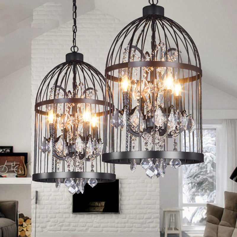 Birdcage Restaurant Ceiling Chandelier Farmhouse Crystal Suspension Pendant Light Clearhalo 'Ceiling Lights' 'Chandeliers' Lighting' options 2137860