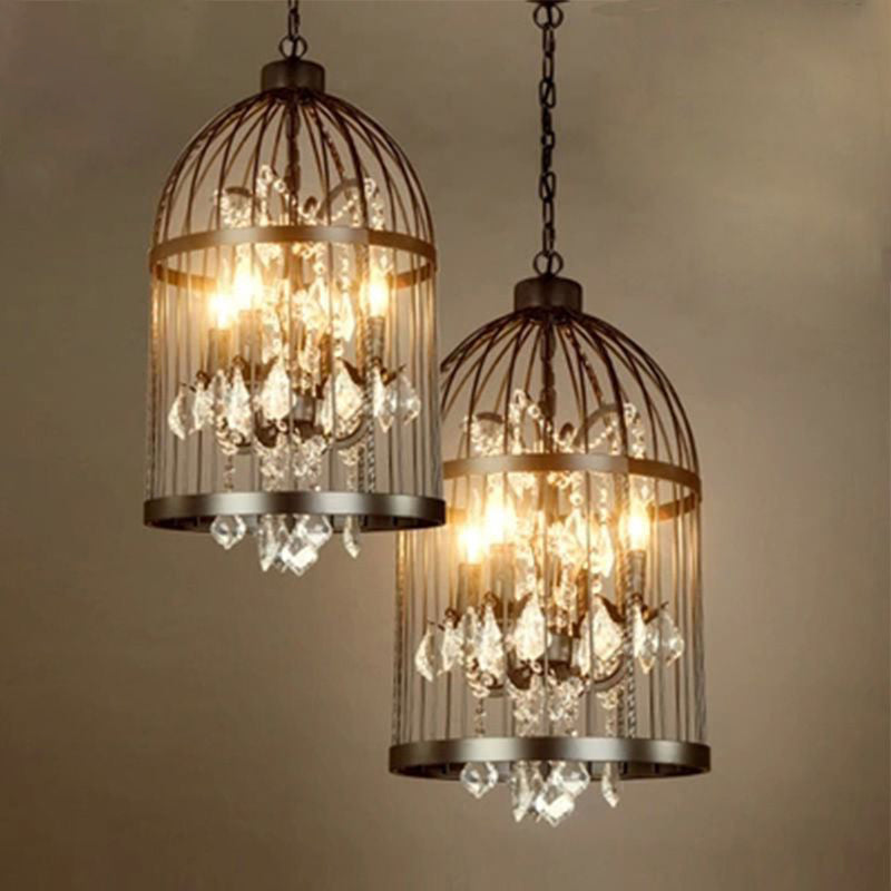 Birdcage Restaurant Ceiling Chandelier Farmhouse Crystal Suspension Pendant Light Clearhalo 'Ceiling Lights' 'Chandeliers' Lighting' options 2137861