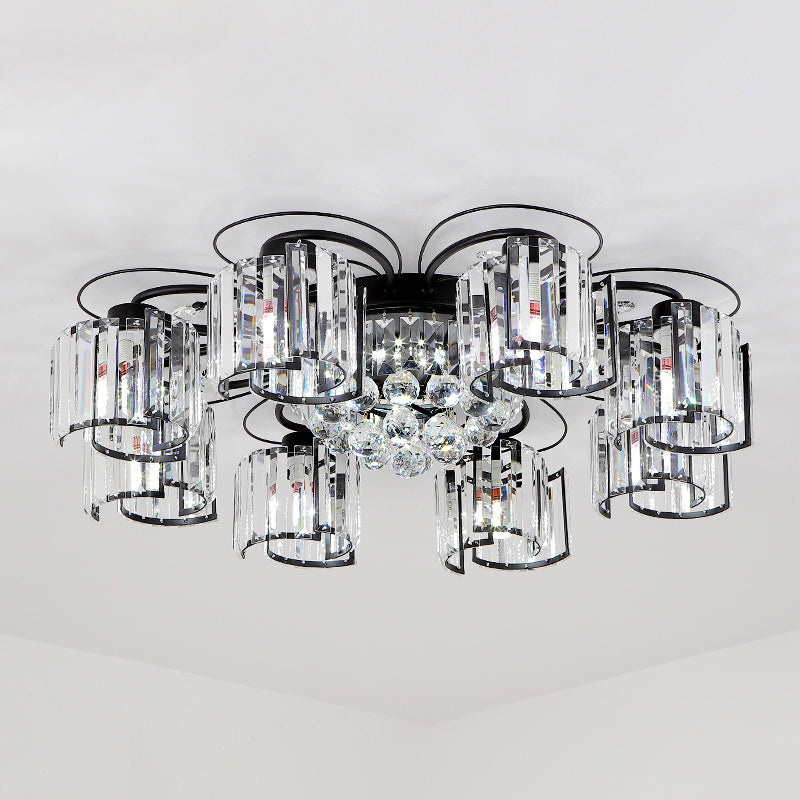 Flower Bedroom Flush Ceiling Light Crystal Contemporary Flush Light Fixture in Black Clearhalo 'Ceiling Lights' 'Close To Ceiling Lights' 'Close to ceiling' 'Flush mount' Lighting' 2137890